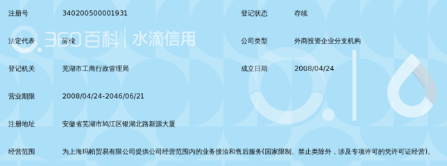 上海瑪帕貿易蕪湖分公司